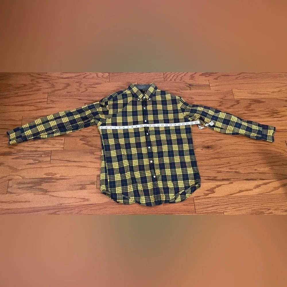 J. Crew- Yellow‎ and Blue Plaid Casual Shirt Size L